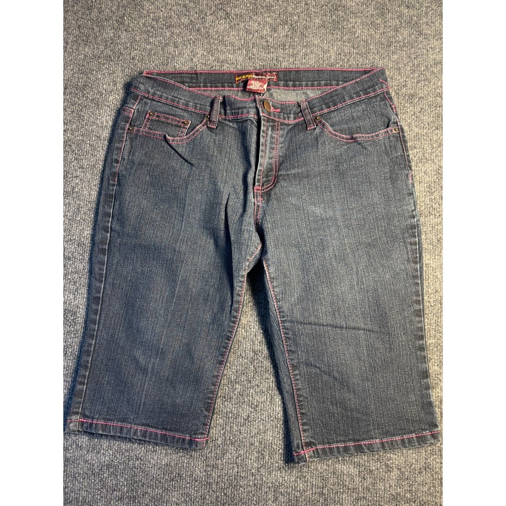 Neeso Straight Capri‎ Womens 13 Blue Denim Stretch Comfort Boho Contrast Stitch